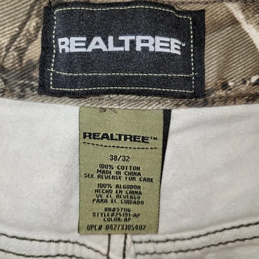 Realtree Camo Jeans Men's 38x32 Hunting Work Pants Double Knee Rugged Outdoor